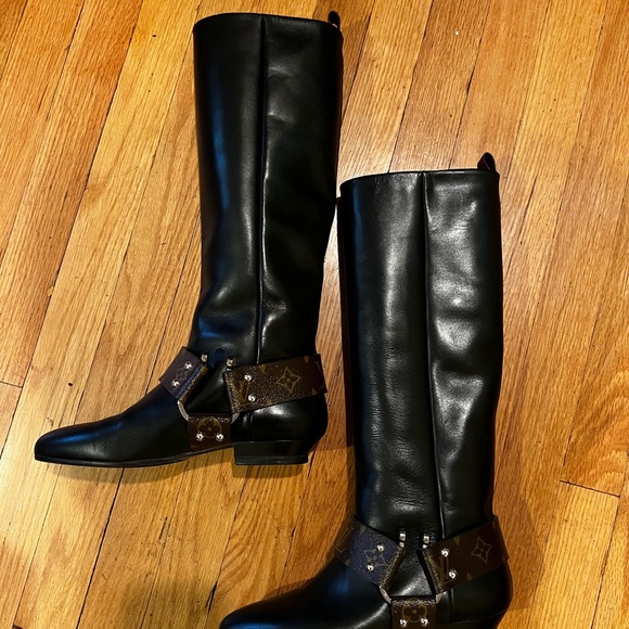 LOUIS VUITTON TALL RIDING BOOTS RHAPSODY LOGO - Picture 10 of 16